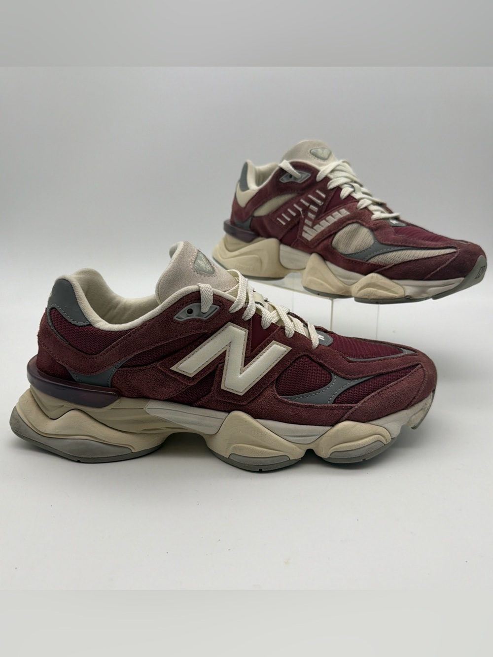 New Balance 9060 Sneakers Shoes Mens 10 Women’s 11.5 Washed Burgundy Suede